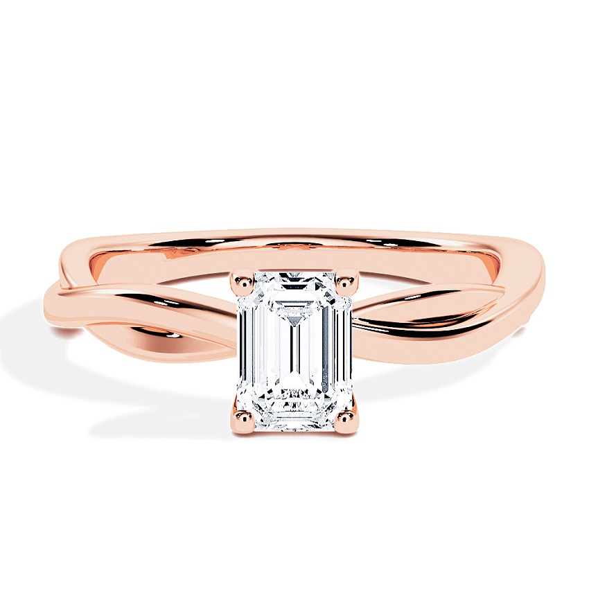 Pierścionek zaręczynowy Brzoskwiniowe złoto 585 - 0.30 ct diamentem - Model N°3016 Emerald, Solitaire