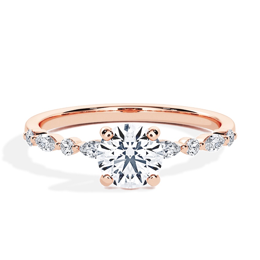 Pierścionek zaręczynowy Różowe złoto 375 - 0.54 ct diamentem - Model N°3018 Brylant, Kamień boczny